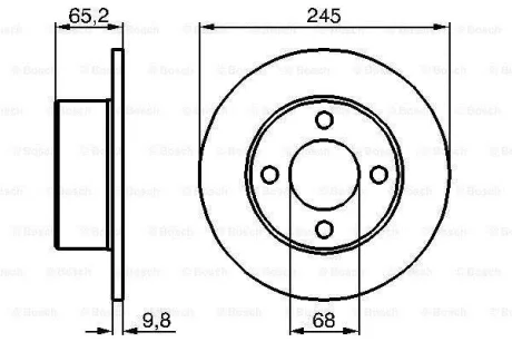 Диск гальмівний задн лів/прав AUDI 100 C3 2.3 08.86-11.90 BOSCH 0986478073