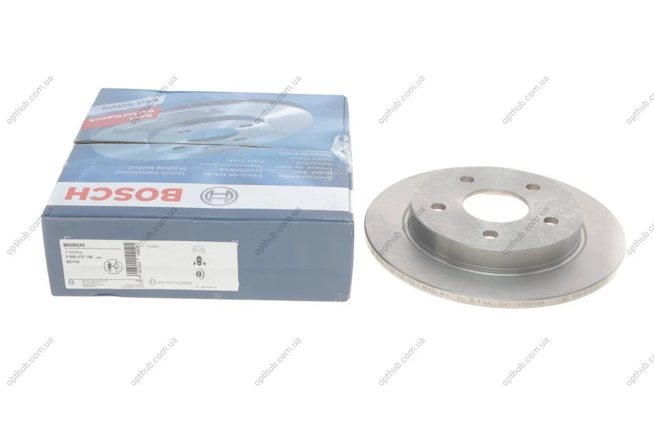Диск гальмівний ЗАДН FORD SCORPIO 04/85-09/94 SCORPIO 09/86-12/94 BOSCH 0 986 478 196 (фото 1)