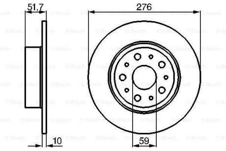 Диск гальмівний задн лів/прав ALFA ROMEO 166 LANCIA GAMMA, KAPPA 2.0-3.2 09.77-06.07 BOSCH 0986478463