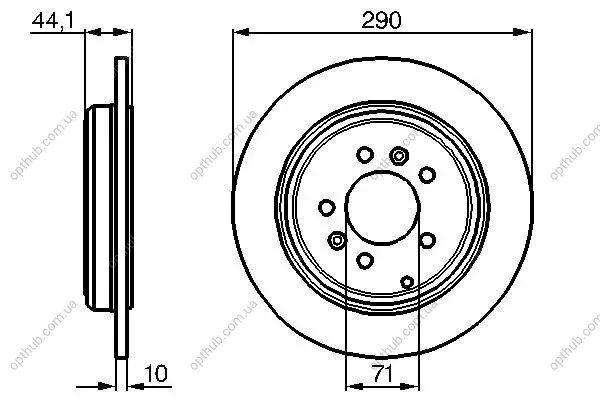 Диск гальмівний ЗАДН PEUGEOT 605 06/89-09/99 0 986 478 556-ua BOSCH 0986478556 (фото 1)