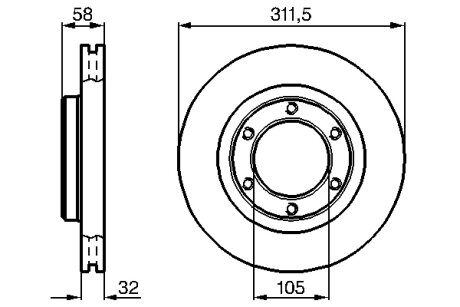 Диск гальмівний ПЕРЕДН ВЕНТИЛ TOYOTA LANDCRUISER 80 4.0I 12V 90.01- 0 986 478 580-ua BOSCH 0986478580