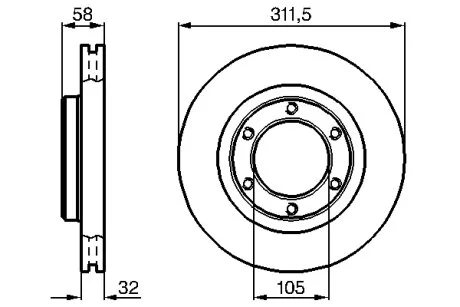 Диск гальмівний ПЕРЕДН ВЕНТИЛ TOYOTA LANDCRUISER 80 4.0I 12V 90.01- 0 986 478 580-ua BOSCH 0986478580