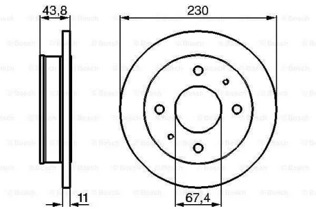 Диск гальмівний передн лів/прав HYUNDAI ATOS 1.0 02.98-12.00 BOSCH 0986478727
