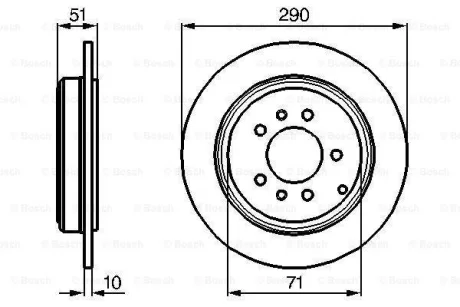 Диск гальмівний задн лів/прав PEUGEOT 607 2.0-3.0 02.00-07.11 BOSCH 0986478733