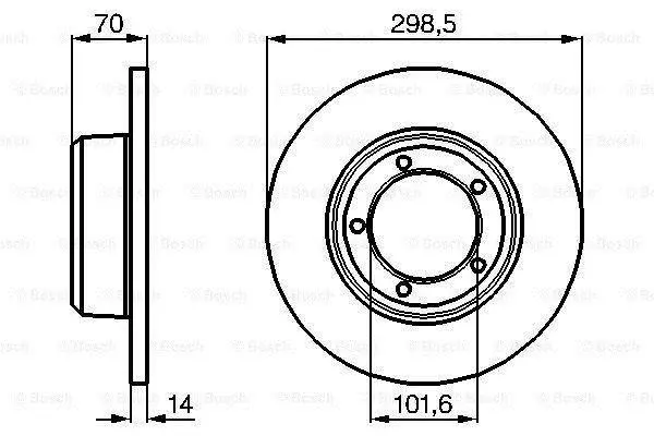 Диск гальмівний передн лів/прав LAND ROVER 110/127, 90 I, DEFENDER, DISCOVERY I, RANGE ROVER I 2.0-4.0 07.70-02.16 BOSCH 0986478827 (фото 1)