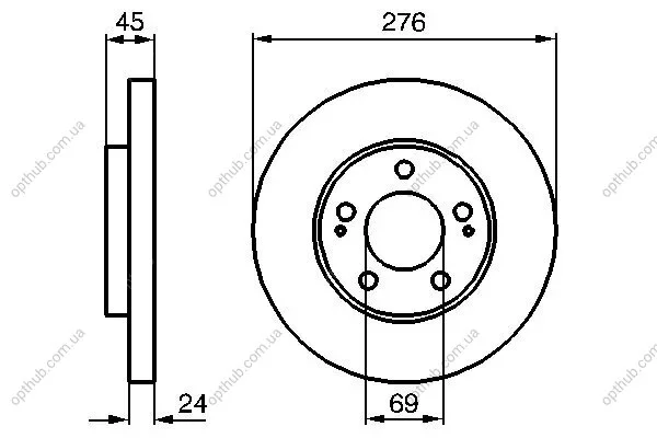 Диск гальмівний ПЕРЕДН ВЕНТИЛ MITSUBISHI SPACE RUNNER, WAGON 2.0I 16V 99.08-,02.07- 0 986 479 035-ua BOSCH 0986479035 (фото 1)