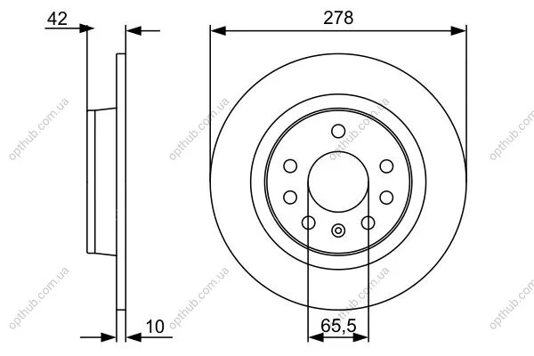Диск гальмівний ЗАДН OPEL ASTRA H 1.6T 2.0T 05-,ZAFIRA 1.7CDTI-2.2 05- 0 986 479 515-ua BOSCH 0986479515 (фото 1)