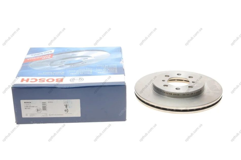 Диск гальмівний (передній) Honda Jazz II 02-08 (257.7x21) (з вентиляцією) 0 986 479 594 UA63 BOSCH 0986479594 (фото 1)