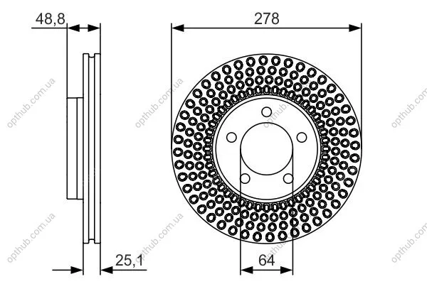 Диск гальмівний ВЕНТИЛ ПЕРЕДН VOLVO V40 1.6-2.5 2012- D=277.5 0 986 479 699-ua BOSCH 0986479699 (фото 1)