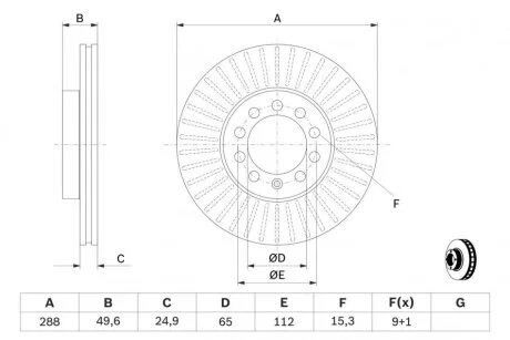 Диск гальмівний SEAT TOLEDO, SKODA YETI, VW GOLF VI передн. вент. (вир-во Bosch) BOSCH 0 986 479 939