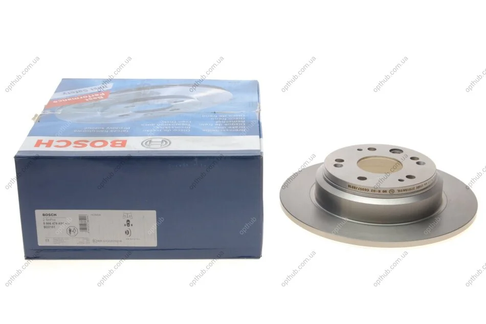 Диск гальмівний (задній) Honda Accord VII 03-08 (281.8x9.1) (opt-om) BOSCH 0 986 479 A91 (фото 1)
