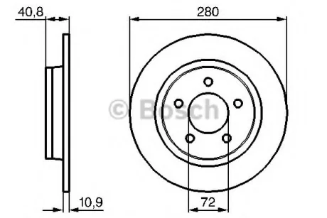 Диск гальмівний задн лів/прав MAZDA 3, 5 1.6D-2.3 10.03- BOSCH 0986479C79
