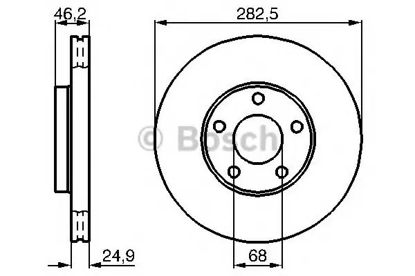 Диск гальмівний передн лів/прав FORD USA FUSION VW PASSAT B3/B4, PASSAT B5 1.6-2.8 03.96-08.13 BOSCH 0986479C81 (фото 1)