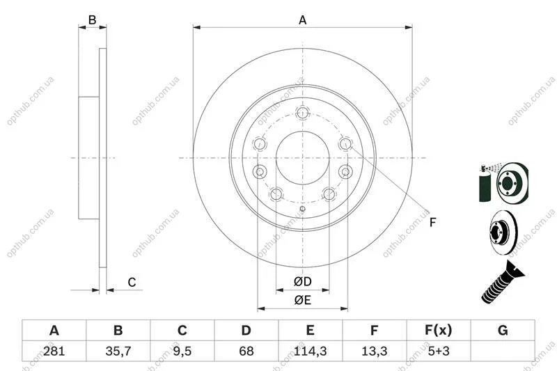 Тормозной диск BOSCH 0986479E55 (фото 1)