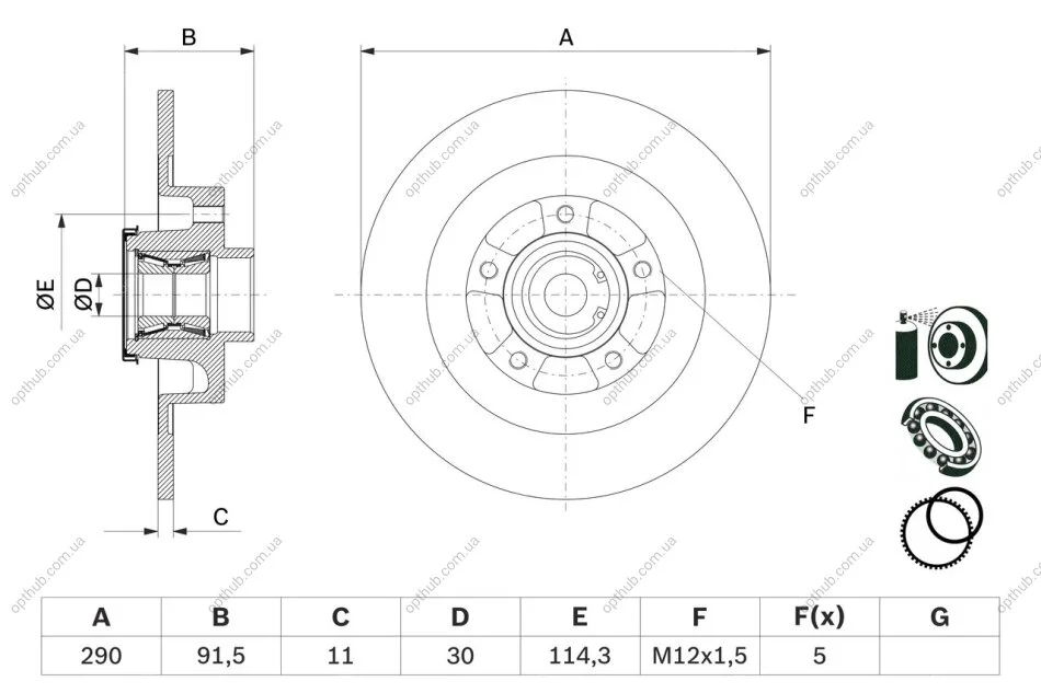 Диск гальмівний ДИСК ГАЛЬМІВНИЙ 0 986 479 F42-ua BOSCH 0986479F42 (фото 1)