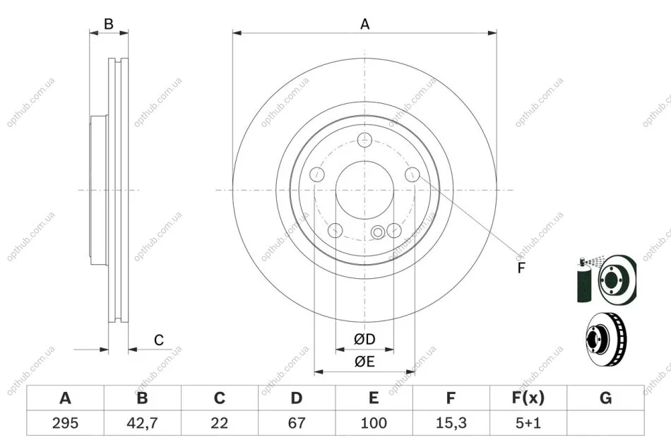 Диск гальмівний ДИСК ТОРМОЗНОЙ ЗАДНИЙ 0 986 479 F75-ua BOSCH 0986479F75 (фото 1)