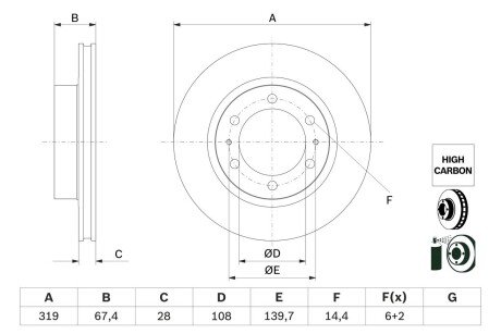 Тормозной диск BOSCH 0986479G19