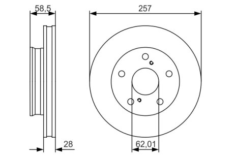 Диск гальмівний ПЕРЕДН ВЕНТИЛ TOYOTA HILUX 2.5 D-4D 16V, 3.0 D-4D 16V 01/11-,07/12- F. 0 986 479 R53-ua BOSCH 0986479R53