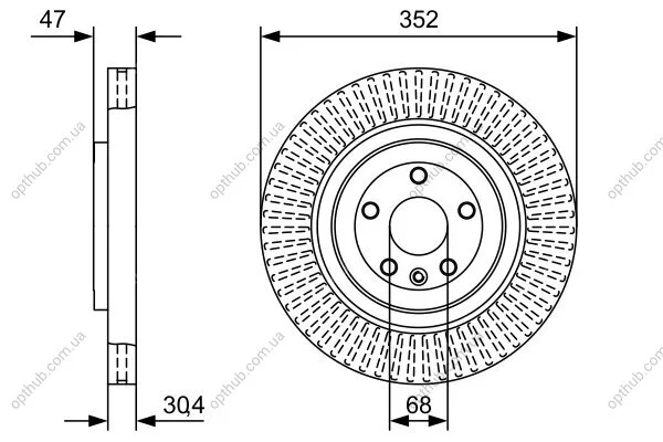 Диск гальмівний ПЕРЕДН ВЕНТИЛ FORD -ua BOSCH 0 986 479 W53 (фото 1)