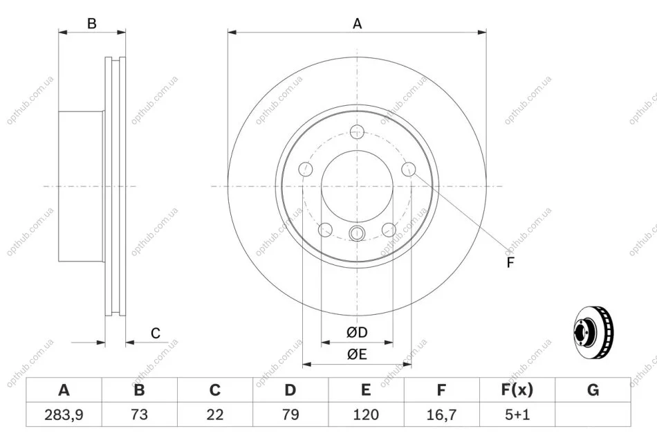 Диск гальмівний BOSCH 0986479W60 (фото 1)