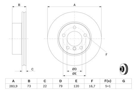 Диск гальмівний BOSCH 0986479W60