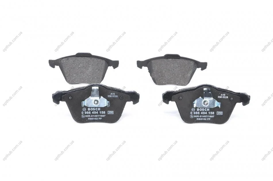 Колодки гальмівні (передні) Volvo S60 00-10/V70 01-08/S80 01-06/XC90 02-14 UA63 BOSCH 0 986 494 158 (фото 1)