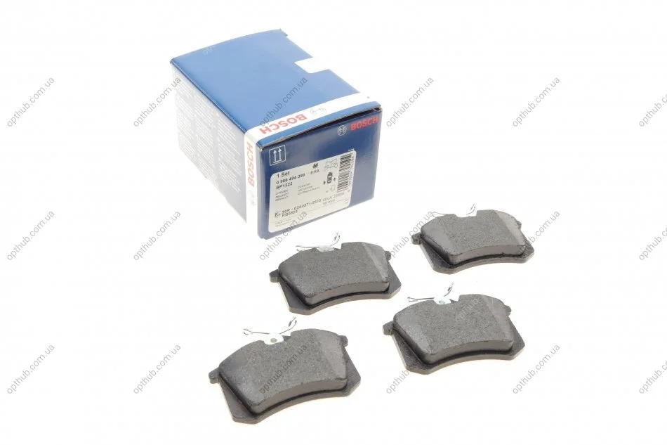 Комплект гальмівних колодок (задніх) VW Caddy III 04-/Peugeot 308 07-/Citroen C4 04- UA63 BOSCH 0 986 494 399 (фото 1)