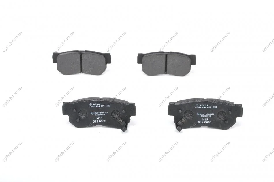Колодка гальм. диск. HYUNDAI ELANTRA, SANTA FE, TUCSON, KIA MAGENTIS задн. (вир-во Bosch) BOSCH 0 986 494 417 (фото 1)