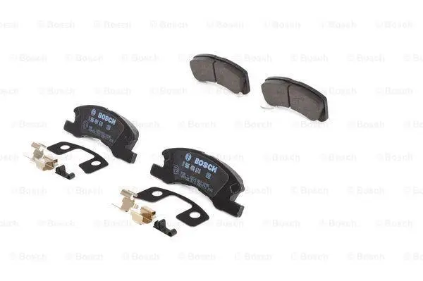 Комплект гальмівних колодок передн, DAIHATSU CUORE VI, CUORE VII, SIRION, TREVIS MITSUBISHI MIRAGE / SPACE STAR VI, MIRAGE VI SUZUKI IGNIS II 0.7-1.5 03.03- BOSCH 0986494610 (фото 1)