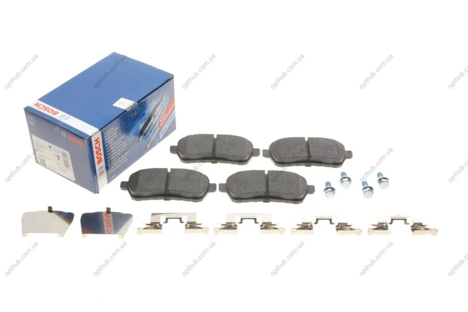 Колодки гальмівні (передні) Ford Fiesta 08-/Mazda 2 07-15 (з прижимною пластиною) UA63 BOSCH 0 986 494 652 (фото 1)