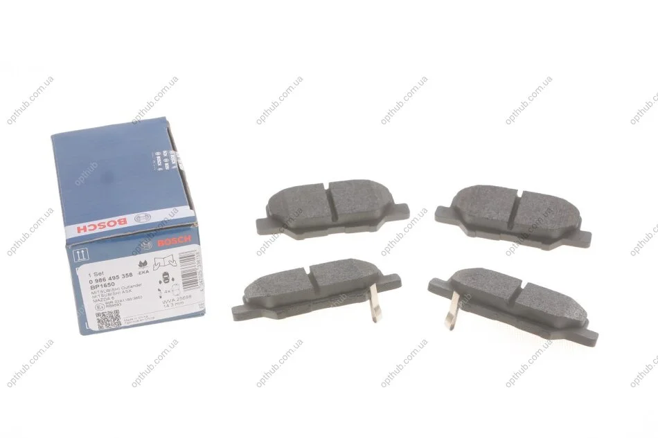 Колодки гальмівні (задні) Citroen C4 Aircross/Mazda 6/Mitsubishi Outlander III/Peugeot 0 986 495 358 (opt-om) BOSCH 0986495358 (фото 1)