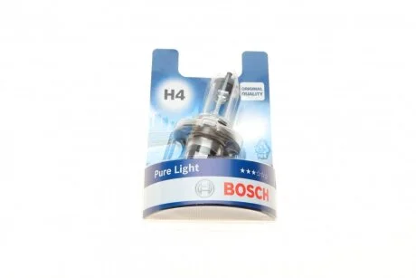Лампа розжарювання H4 12V 60/55W P43t PURE LIGHT (вир-во Bosch) BOSCH 1 987 301 001