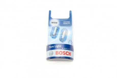 Автолампа W5W 12V 5W W2.1x9.5d (к-кт 2шт) (opt-om) BOSCH 1 987 301 026