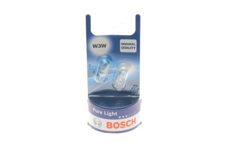 Автолампа W3W 12V 3W W2.1x9.5d Pure Light (без цоколя) (блістер/2шт.) (opt-om) BOSCH 1 987 301 028