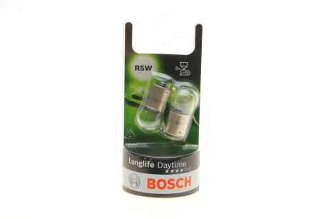 Лампа (упаковка-блістер 2шт) R5W 12В 5Вт BA15S основна лампа Longlife Daytime BOSCH 1 987 301 058