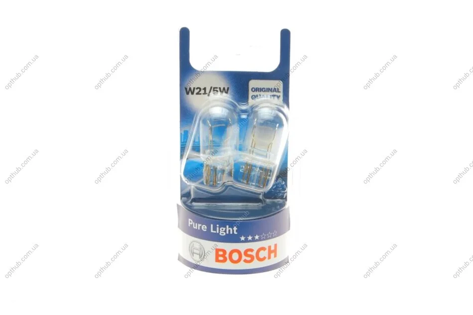 Лампа розжарювання W21/5W 12V W3x16q PURE LIGHT (blister 2шт) (вир-во Bosch) BOSCH 1 987 301 079 (фото 1)