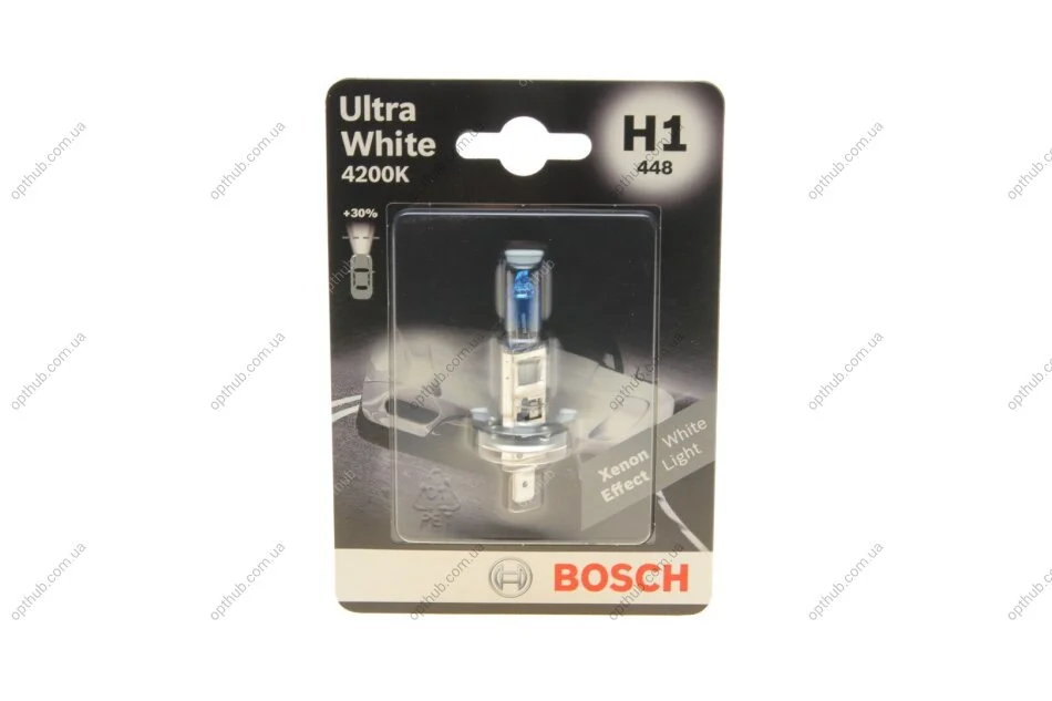 Лампа (упаковка-блістер 1шт) H1 12В 55Вт P14,5S Ultra White 4200K BOSCH 1 987 301 088 (фото 1)