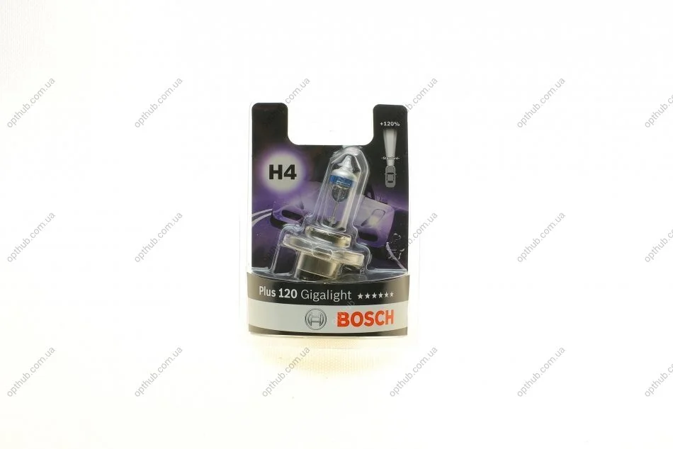 Лампа розжарювання H4 12V 60/55W P43t GigaLight +120 (blister 1шт) (вир-во Bosch) BOSCH 1 987 301 109 (фото 1)