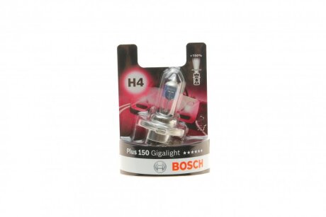 Лампа накаливания H4 12V 60/55W P43t GigaLight +150 (blister 1шт) BOSCH 1 987 301 136