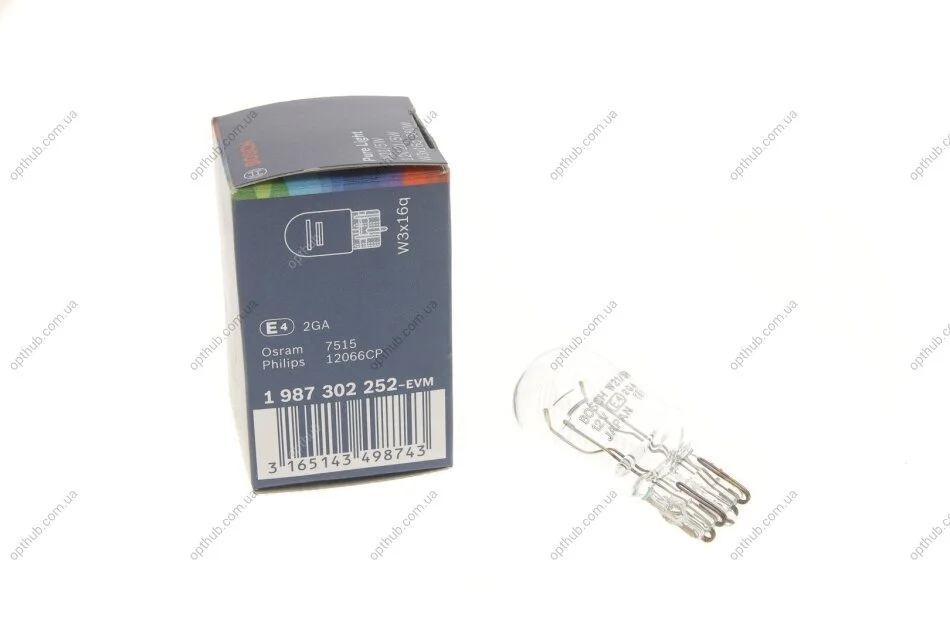 Лампа розжарювання W21/5W 12V W3x16q PURE LIGHT (вир-во Bosch) BOSCH 1 987 302 252 (фото 1)