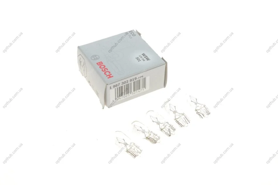 Лампа розжарювання W5W 12V 5W W2,1x9,5d QUICK (вир-во Bosch) BOSCH 1 987 302 819 (фото 1)