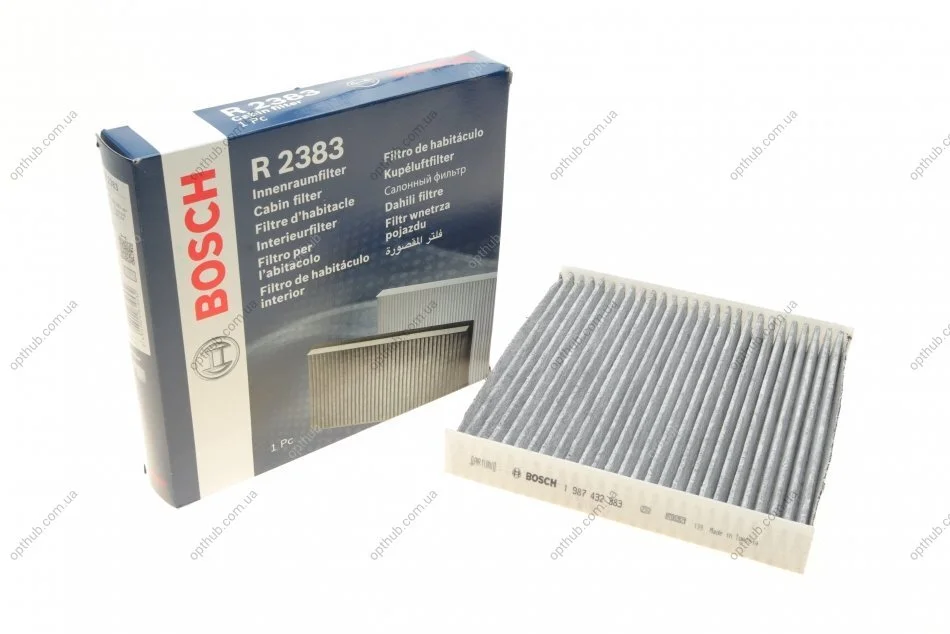 Фільтр салону Citroen Berlingo/Peugeot Partner 1.1-2.0HDI -08 (вугільний) UA63 BOSCH 1 987 432 383 (фото 1)