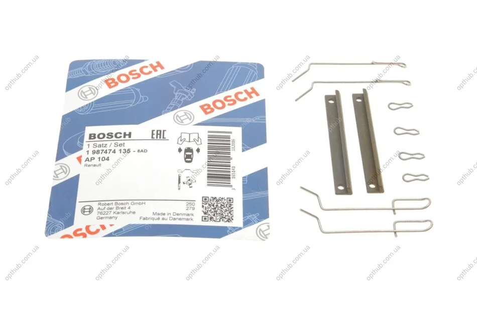 Монтажний к-кт гальмівних колодок BOSCH 1 987 474 135 (фото 1)
