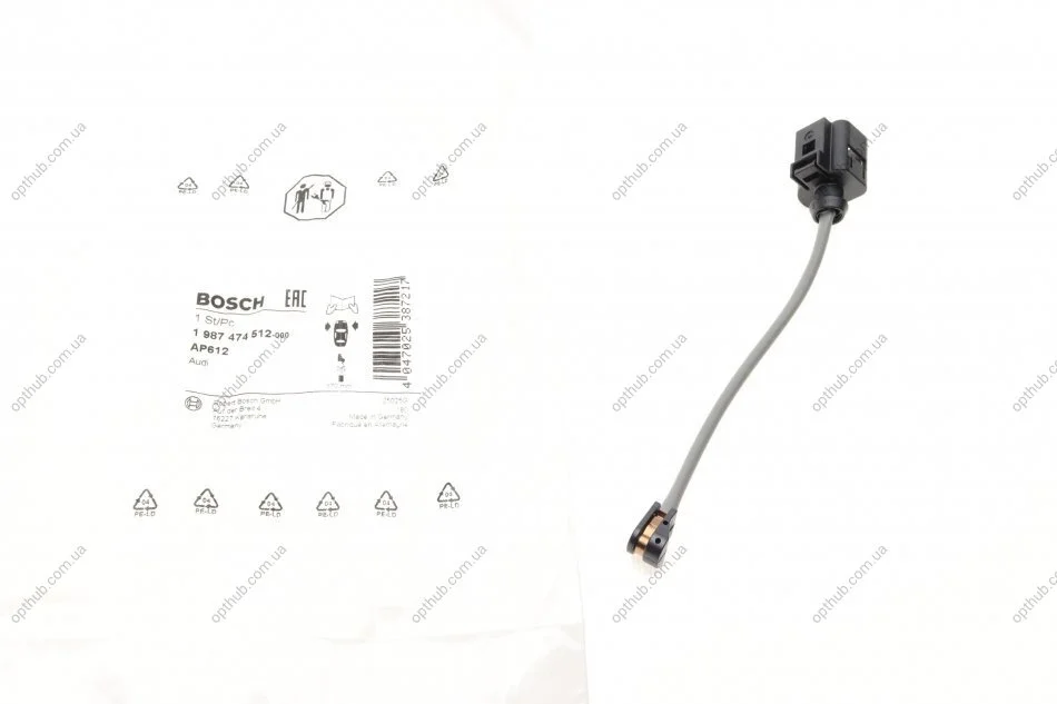 Датчик зносу гальмівних колодок (передніх) VW Passat 14-/ Audi A3 13- (L=170mm) UA63 BOSCH 1 987 474 512 (фото 1)