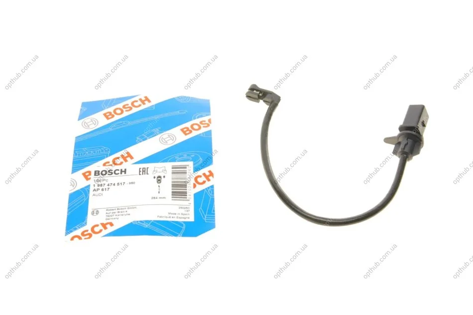 Датчик зносу гальмівних колодок (передніх) Audi A6/A7/A8 09- (L=264mm) (opt-om) BOSCH 1 987 474 517 (фото 1)