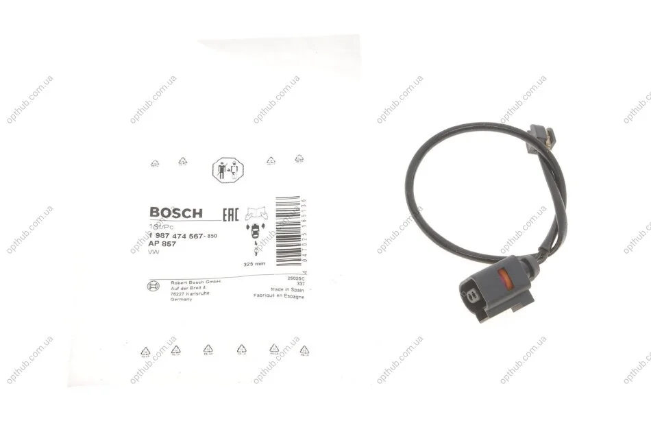 Датчик зносу гальмівних колодок VW Touareg 3.0-4.2 10- (opt-om) BOSCH 1 987 474 567 (фото 1)