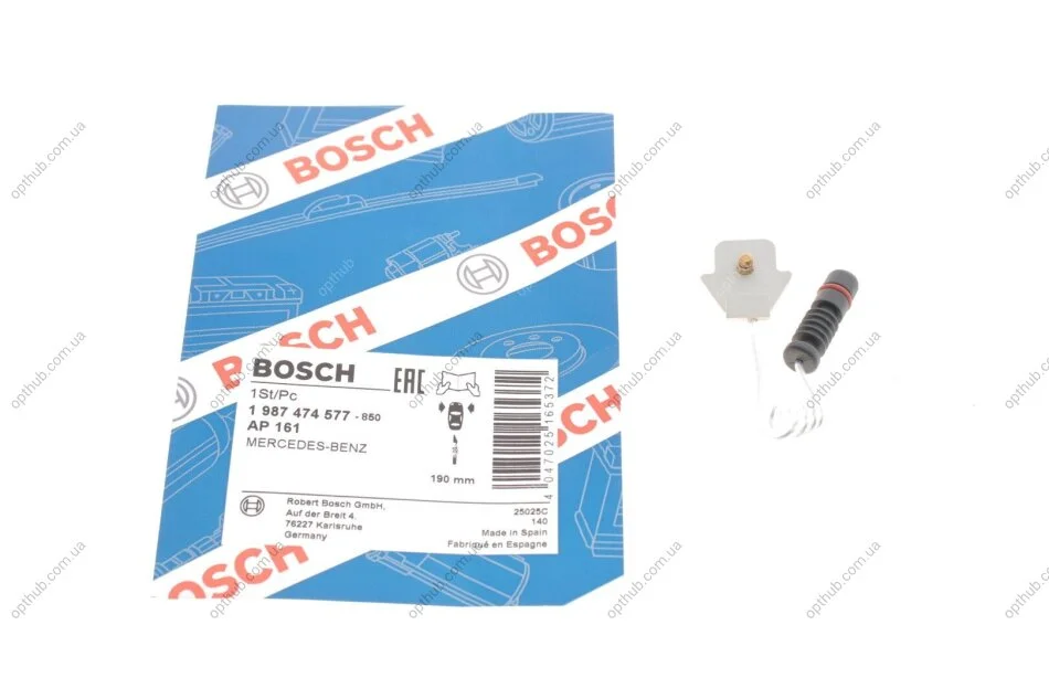 Датчик зносу гальмівних колодок (передніх) MB (W124/W201) 82-98 (L=190mm) (opt-om) BOSCH 1 987 474 577 (фото 1)