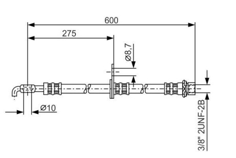 Шланг гальмівний (передній) (L) Toyota Avensis/Corolla 1.4-2.4D 01-08 (L=581mm) UA63 BOSCH 1 987 476 246