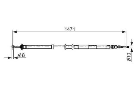 Трос ручного гальма ЗЗАДУ ПРАВОРУЧ FIAT PANDA 1.2 I.E. 4X4 10.2004 - 12.2009; PANDA 1.3 JTD 4X4 BOSCH 1 987 477 970