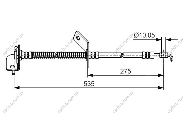 Шланг тормозной Спереди слева KIA CEED, PRO CEED 1.4-2.0 -2012,CERATO 1.6 2010- 1 987 481 414 BOSCH 1987481414 (фото 1)